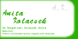 anita kolacsek business card